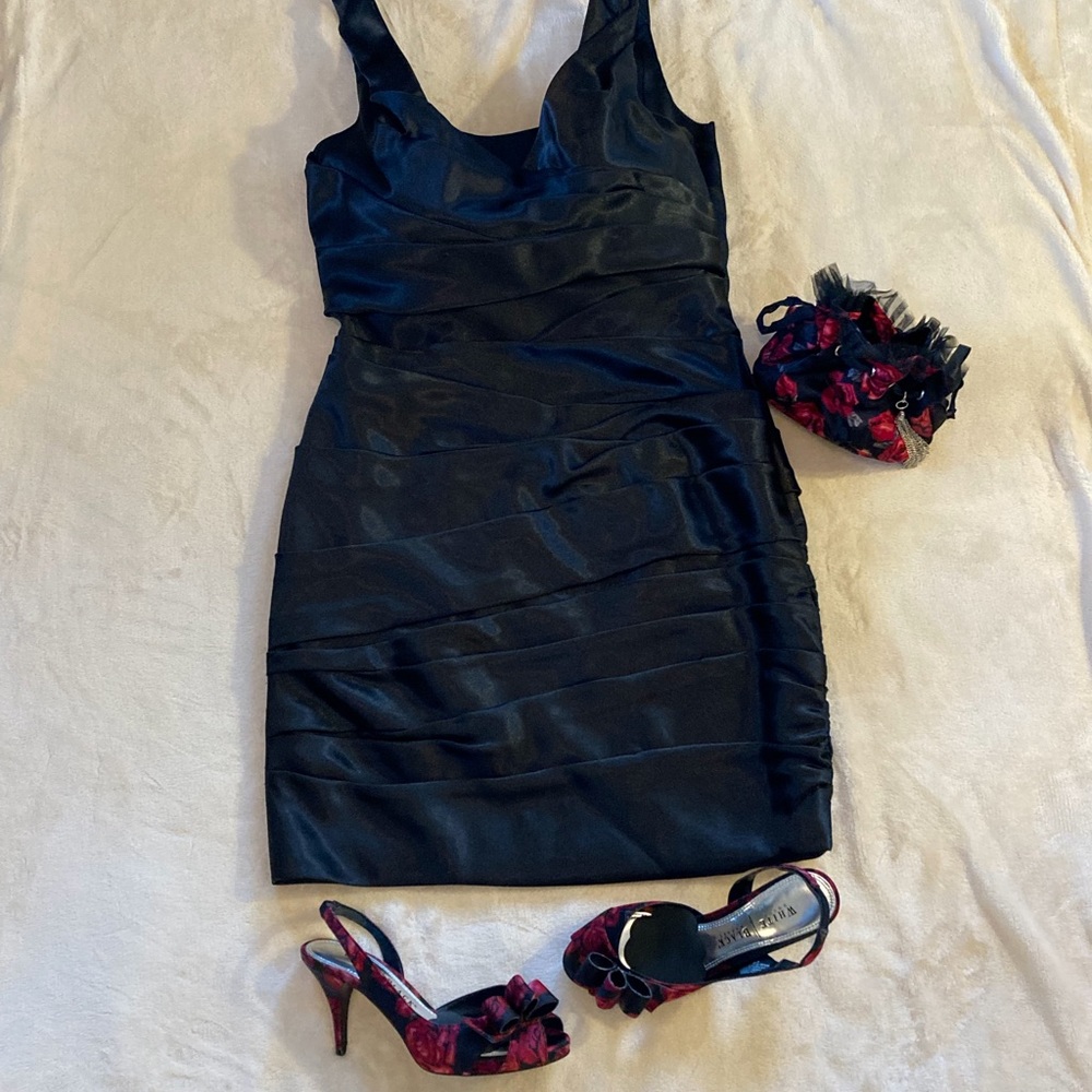 White House Black Market black satin special occasion dress